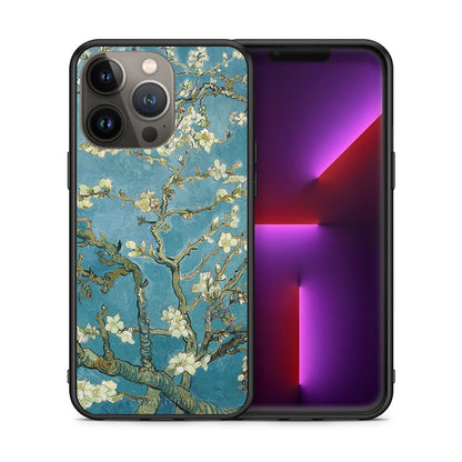 Θήκη iPhone 13 Pro Max White Blossoms από τη Smartfits με σχέδιο στο πίσω μέρος και μαύρο περίβλημα | iPhone 13 Pro Max White Blossoms case with colorful back and black bezels