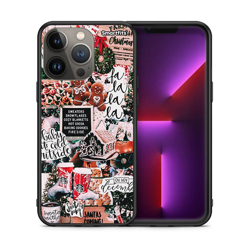 Θήκη iPhone 13 Pro Max Xmas Habbits από τη Smartfits με σχέδιο στο πίσω μέρος και μαύρο περίβλημα | iPhone 13 Pro Max Xmas Habbits case with colorful back and black bezels