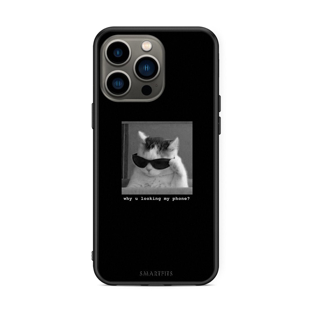 iPhone 13 Pro Meme Cat θήκη από τη Smartfits με σχέδιο στο πίσω μέρος και μαύρο περίβλημα | Smartphone case with colorful back and black bezels by Smartfits