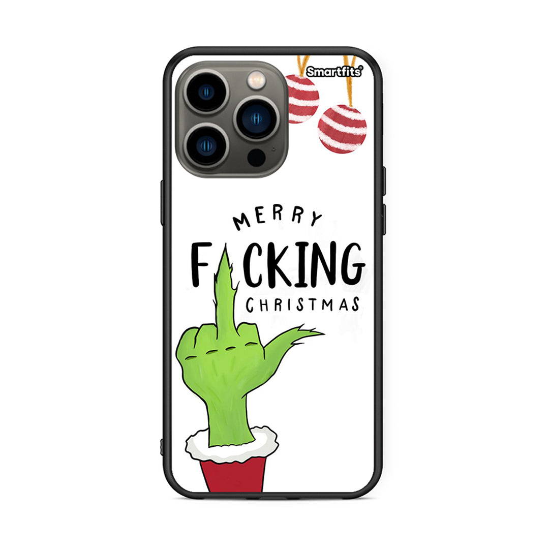 iPhone 13 Pro Merry F Xmas θήκη από τη Smartfits με σχέδιο στο πίσω μέρος και μαύρο περίβλημα | Smartphone case with colorful back and black bezels by Smartfits