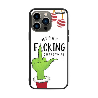 iPhone 13 Pro Merry F Xmas θήκη από τη Smartfits με σχέδιο στο πίσω μέρος και μαύρο περίβλημα | Smartphone case with colorful back and black bezels by Smartfits