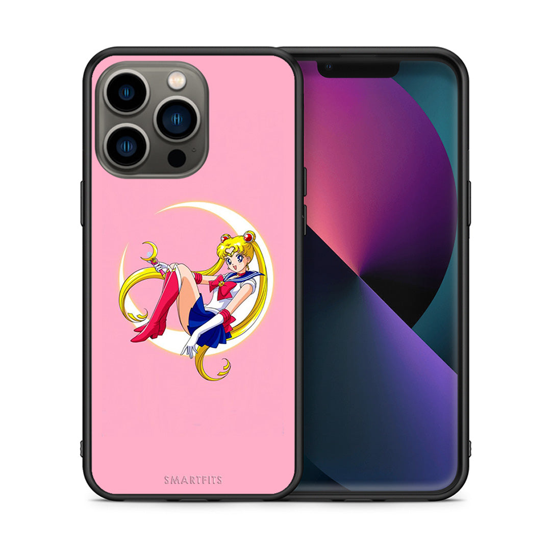 Θήκη iPhone 13 Pro Moon Girl από τη Smartfits με σχέδιο στο πίσω μέρος και μαύρο περίβλημα | iPhone 13 Pro Moon Girl case with colorful back and black bezels