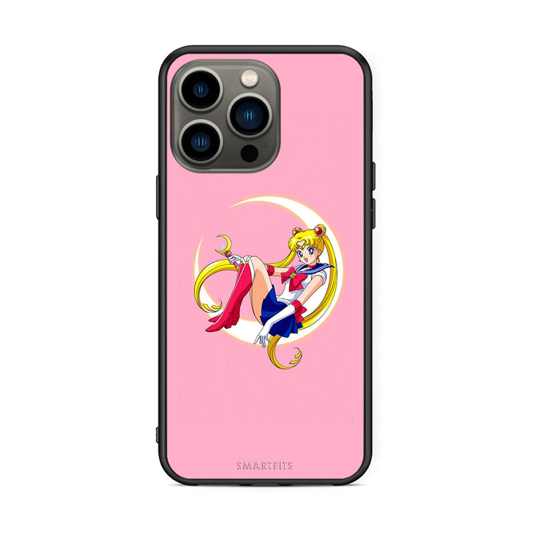 iPhone 13 Pro Moon Girl θήκη από τη Smartfits με σχέδιο στο πίσω μέρος και μαύρο περίβλημα | Smartphone case with colorful back and black bezels by Smartfits