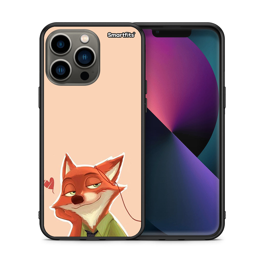 Θήκη iPhone 13 Pro Nick Wilde And Judy Hopps Love 1 από τη Smartfits με σχέδιο στο πίσω μέρος και μαύρο περίβλημα | iPhone 13 Pro Nick Wilde And Judy Hopps Love 1 case with colorful back and black bezels
