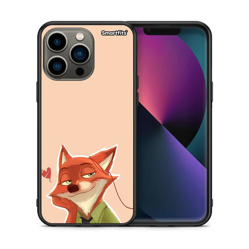 Θήκη iPhone 13 Pro Nick Wilde And Judy Hopps Love 1 από τη Smartfits με σχέδιο στο πίσω μέρος και μαύρο περίβλημα | iPhone 13 Pro Nick Wilde And Judy Hopps Love 1 case with colorful back and black bezels