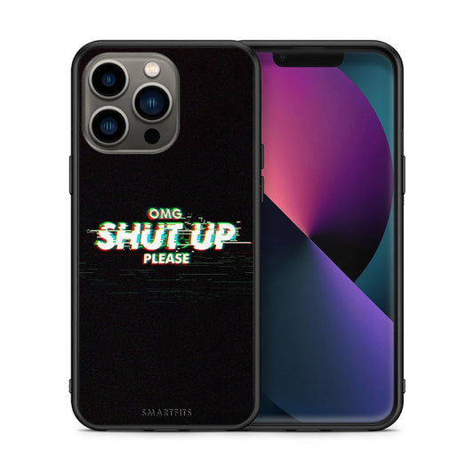 Θήκη iPhone 13 Pro OMG ShutUp από τη Smartfits με σχέδιο στο πίσω μέρος και μαύρο περίβλημα | iPhone 13 Pro OMG ShutUp case with colorful back and black bezels
