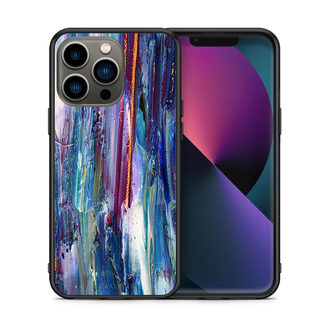 Θήκη iPhone 13 Pro Winter Paint από τη Smartfits με σχέδιο στο πίσω μέρος και μαύρο περίβλημα | iPhone 13 Pro Winter Paint case with colorful back and black bezels