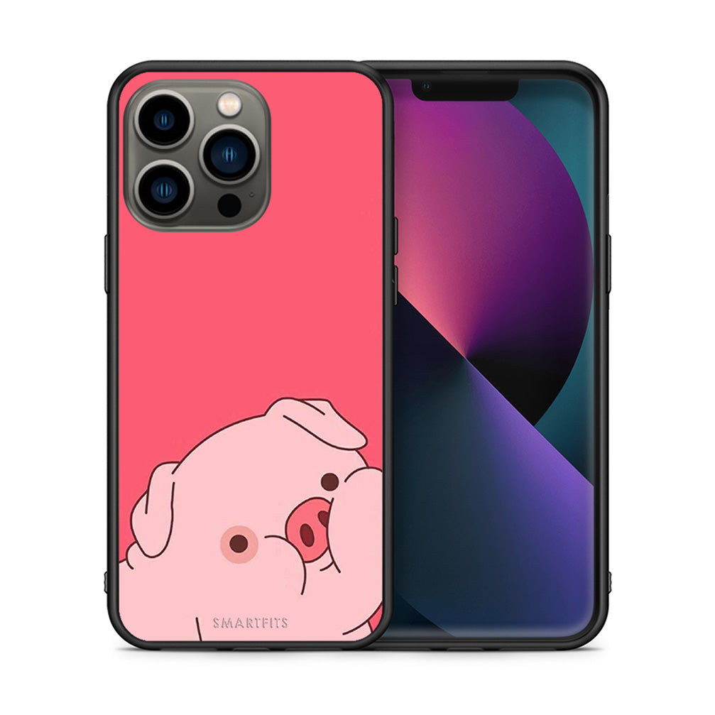 Θήκη Αγίου Βαλεντίνου iPhone 13 Pro Pig Love 1 από τη Smartfits με σχέδιο στο πίσω μέρος και μαύρο περίβλημα | iPhone 13 Pro Pig Love 1 case with colorful back and black bezels