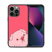 Thumbnail for Θήκη Αγίου Βαλεντίνου iPhone 13 Pro Pig Love 1 από τη Smartfits με σχέδιο στο πίσω μέρος και μαύρο περίβλημα | iPhone 13 Pro Pig Love 1 case with colorful back and black bezels