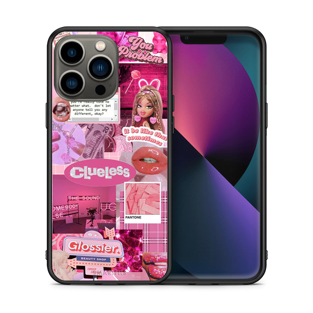 Θήκη Αγίου Βαλεντίνου iPhone 13 Pro Pink Love από τη Smartfits με σχέδιο στο πίσω μέρος και μαύρο περίβλημα | iPhone 13 Pro Pink Love case with colorful back and black bezels