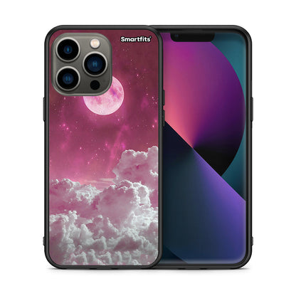 Θήκη iPhone 13 Pro Pink Moon από τη Smartfits με σχέδιο στο πίσω μέρος και μαύρο περίβλημα | iPhone 13 Pro Pink Moon case with colorful back and black bezels