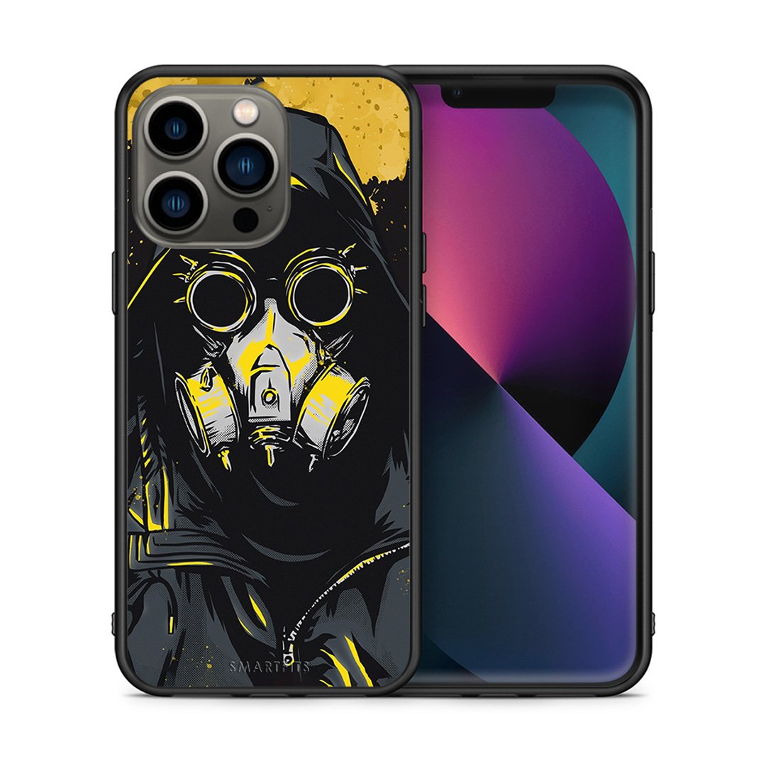 Θήκη iPhone 13 Pro Mask PopArt από τη Smartfits με σχέδιο στο πίσω μέρος και μαύρο περίβλημα | iPhone 13 Pro Mask PopArt case with colorful back and black bezels