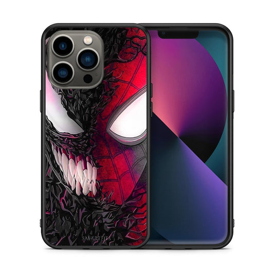 Θήκη iPhone 13 Pro SpiderVenom PopArt από τη Smartfits με σχέδιο στο πίσω μέρος και μαύρο περίβλημα | iPhone 13 Pro SpiderVenom PopArt case with colorful back and black bezels