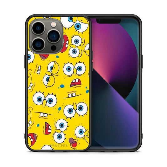 Θήκη iPhone 13 Pro Sponge PopArt από τη Smartfits με σχέδιο στο πίσω μέρος και μαύρο περίβλημα | iPhone 13 Pro Sponge PopArt case with colorful back and black bezels
