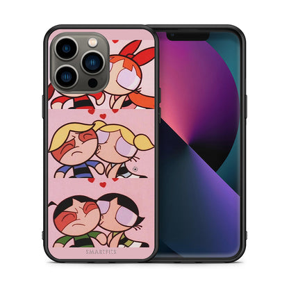 Θήκη Αγίου Βαλεντίνου iPhone 13 Pro Puff Love από τη Smartfits με σχέδιο στο πίσω μέρος και μαύρο περίβλημα | iPhone 13 Pro Puff Love case with colorful back and black bezels