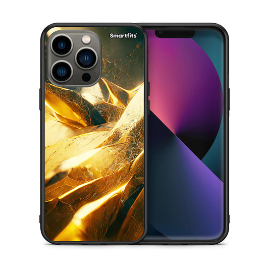 Θήκη iPhone 13 Pro Real Gold από τη Smartfits με σχέδιο στο πίσω μέρος και μαύρο περίβλημα | iPhone 13 Pro Real Gold case with colorful back and black bezels