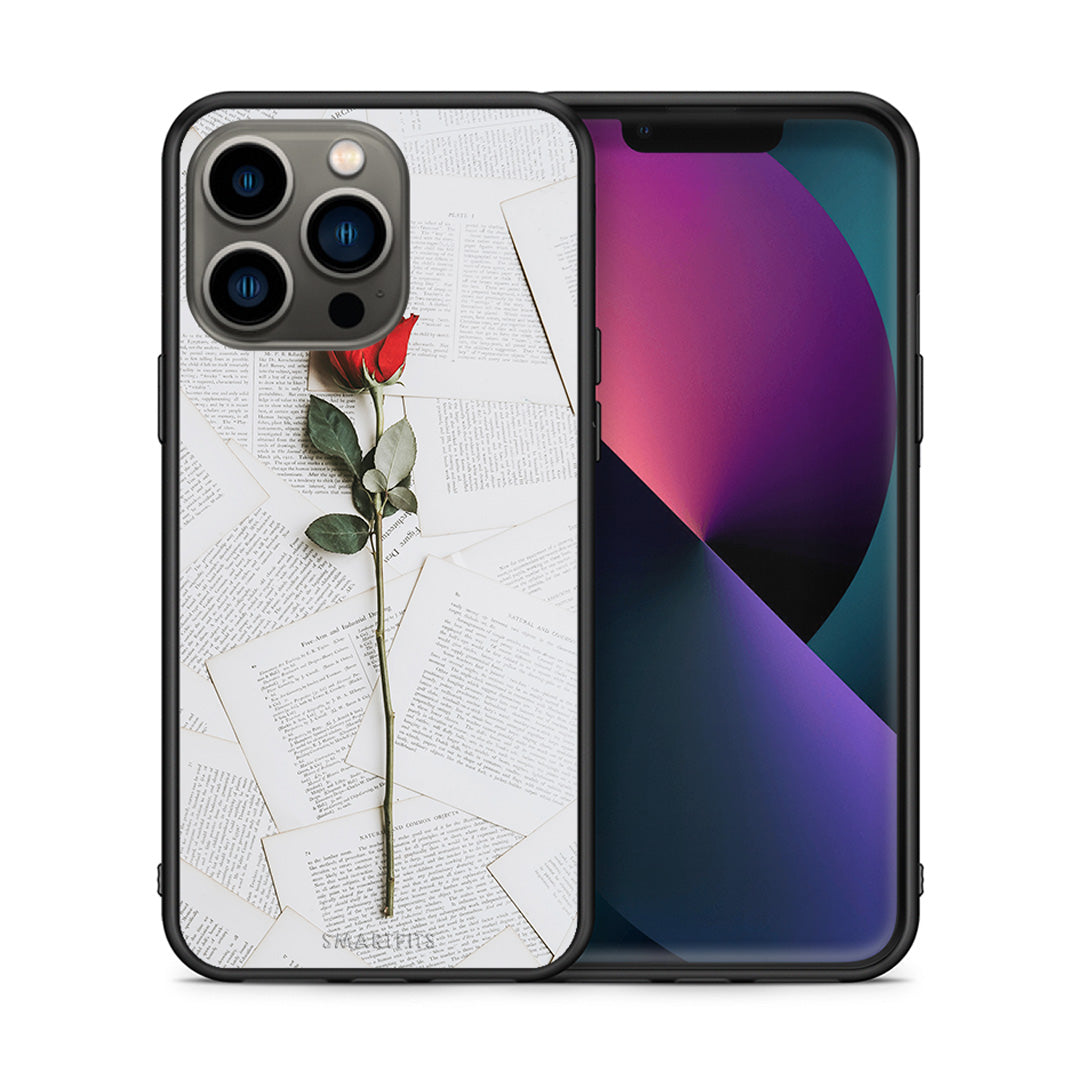 Θήκη iPhone 13 Pro Red Rose από τη Smartfits με σχέδιο στο πίσω μέρος και μαύρο περίβλημα | iPhone 13 Pro Red Rose case with colorful back and black bezels