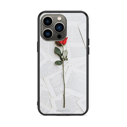 iPhone 13 Pro Red Rose θήκη από τη Smartfits με σχέδιο στο πίσω μέρος και μαύρο περίβλημα | Smartphone case with colorful back and black bezels by Smartfits