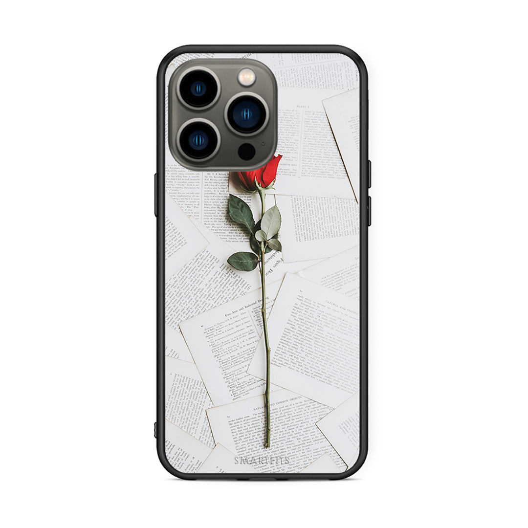 iPhone 13 Pro Red Rose θήκη από τη Smartfits με σχέδιο στο πίσω μέρος και μαύρο περίβλημα | Smartphone case with colorful back and black bezels by Smartfits