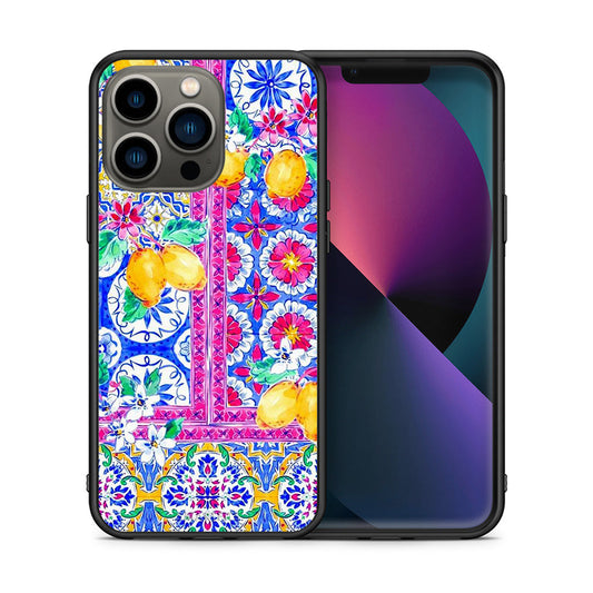 Θήκη iPhone 13 Pro Retro Spring από τη Smartfits με σχέδιο στο πίσω μέρος και μαύρο περίβλημα | iPhone 13 Pro Retro Spring case with colorful back and black bezels