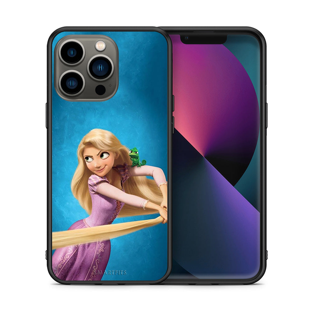 Θήκη Αγίου Βαλεντίνου iPhone 13 Pro Tangled 2 από τη Smartfits με σχέδιο στο πίσω μέρος και μαύρο περίβλημα | iPhone 13 Pro Tangled 2 case with colorful back and black bezels
