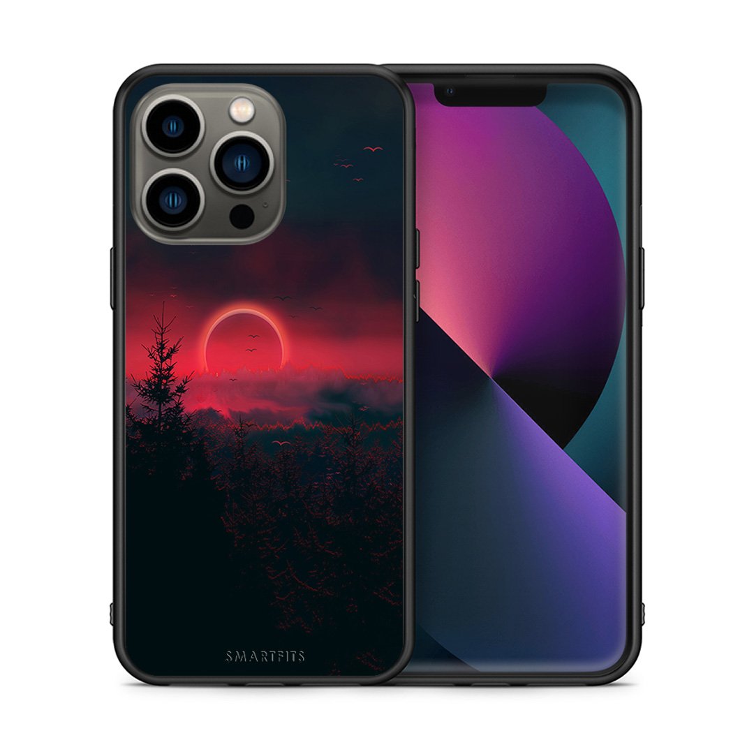 Θήκη iPhone 13 Pro Sunset Tropic από τη Smartfits με σχέδιο στο πίσω μέρος και μαύρο περίβλημα | iPhone 13 Pro Sunset Tropic case with colorful back and black bezels