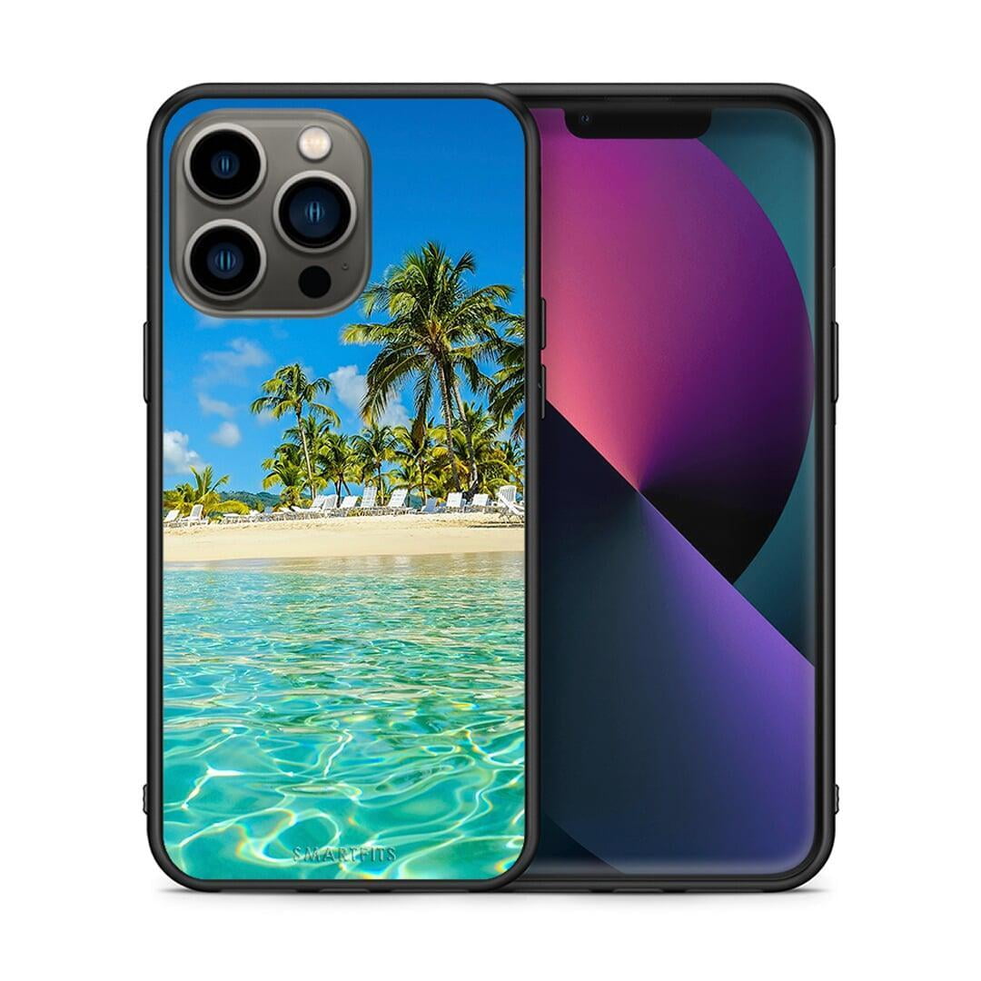 Θήκη iPhone 13 Pro Tropical Vibes από τη Smartfits με σχέδιο στο πίσω μέρος και μαύρο περίβλημα | iPhone 13 Pro Tropical Vibes case with colorful back and black bezels