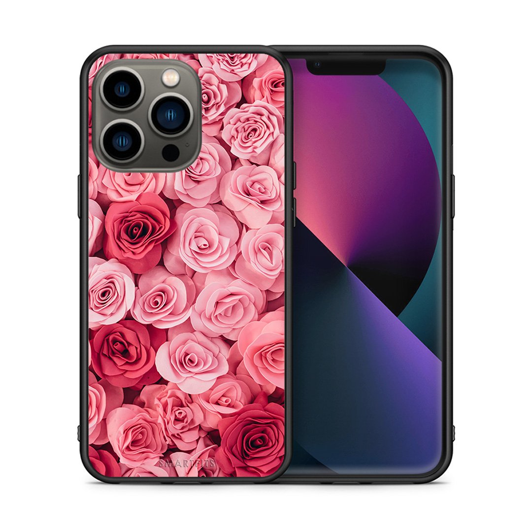 Θήκη iPhone 13 Pro RoseGarden Valentine από τη Smartfits με σχέδιο στο πίσω μέρος και μαύρο περίβλημα | iPhone 13 Pro RoseGarden Valentine case with colorful back and black bezels