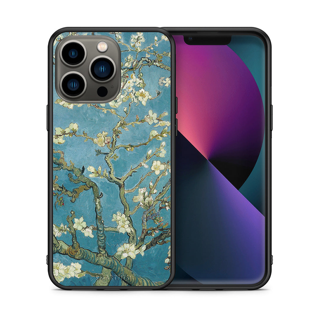 Θήκη iPhone 13 Pro White Blossoms από τη Smartfits με σχέδιο στο πίσω μέρος και μαύρο περίβλημα | iPhone 13 Pro White Blossoms case with colorful back and black bezels