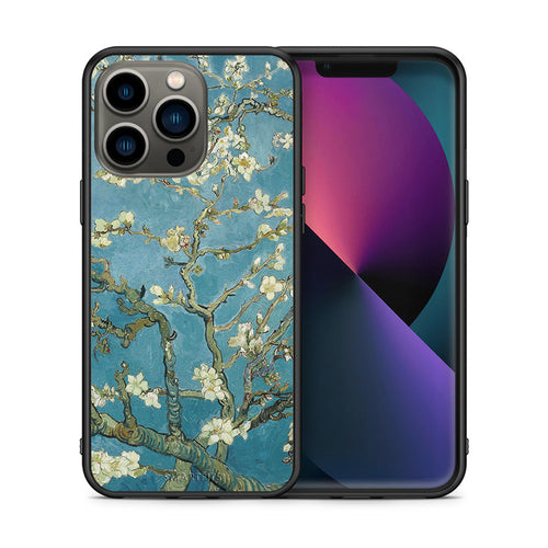 Θήκη iPhone 13 Pro White Blossoms από τη Smartfits με σχέδιο στο πίσω μέρος και μαύρο περίβλημα | iPhone 13 Pro White Blossoms case with colorful back and black bezels