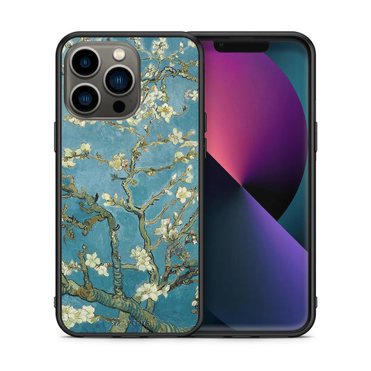 Θήκη iPhone 13 Pro White Blossoms από τη Smartfits με σχέδιο στο πίσω μέρος και μαύρο περίβλημα | iPhone 13 Pro White Blossoms case with colorful back and black bezels