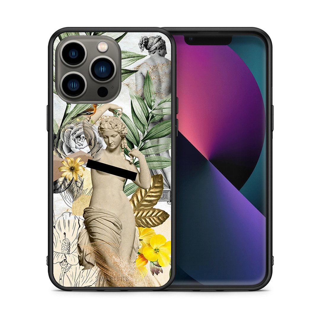 Θήκη iPhone 13 Pro Woman Statue από τη Smartfits με σχέδιο στο πίσω μέρος και μαύρο περίβλημα | iPhone 13 Pro Woman Statue case with colorful back and black bezels