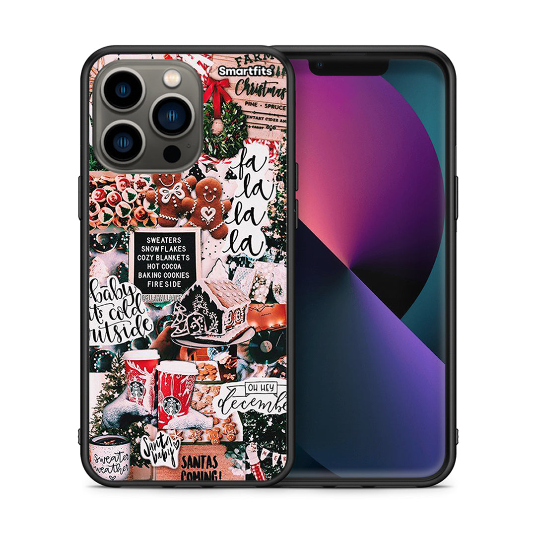 Θήκη iPhone 13 Pro Xmas Habbits από τη Smartfits με σχέδιο στο πίσω μέρος και μαύρο περίβλημα | iPhone 13 Pro Xmas Habbits case with colorful back and black bezels