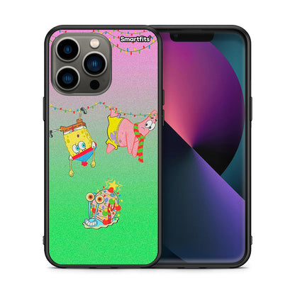 Θήκη iPhone 13 Pro Xmas Lights από τη Smartfits με σχέδιο στο πίσω μέρος και μαύρο περίβλημα | iPhone 13 Pro Xmas Lights case with colorful back and black bezels