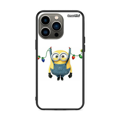 iPhone 13 Pro Xmas Minion Lights θήκη από τη Smartfits με σχέδιο στο πίσω μέρος και μαύρο περίβλημα | Smartphone case with colorful back and black bezels by Smartfits