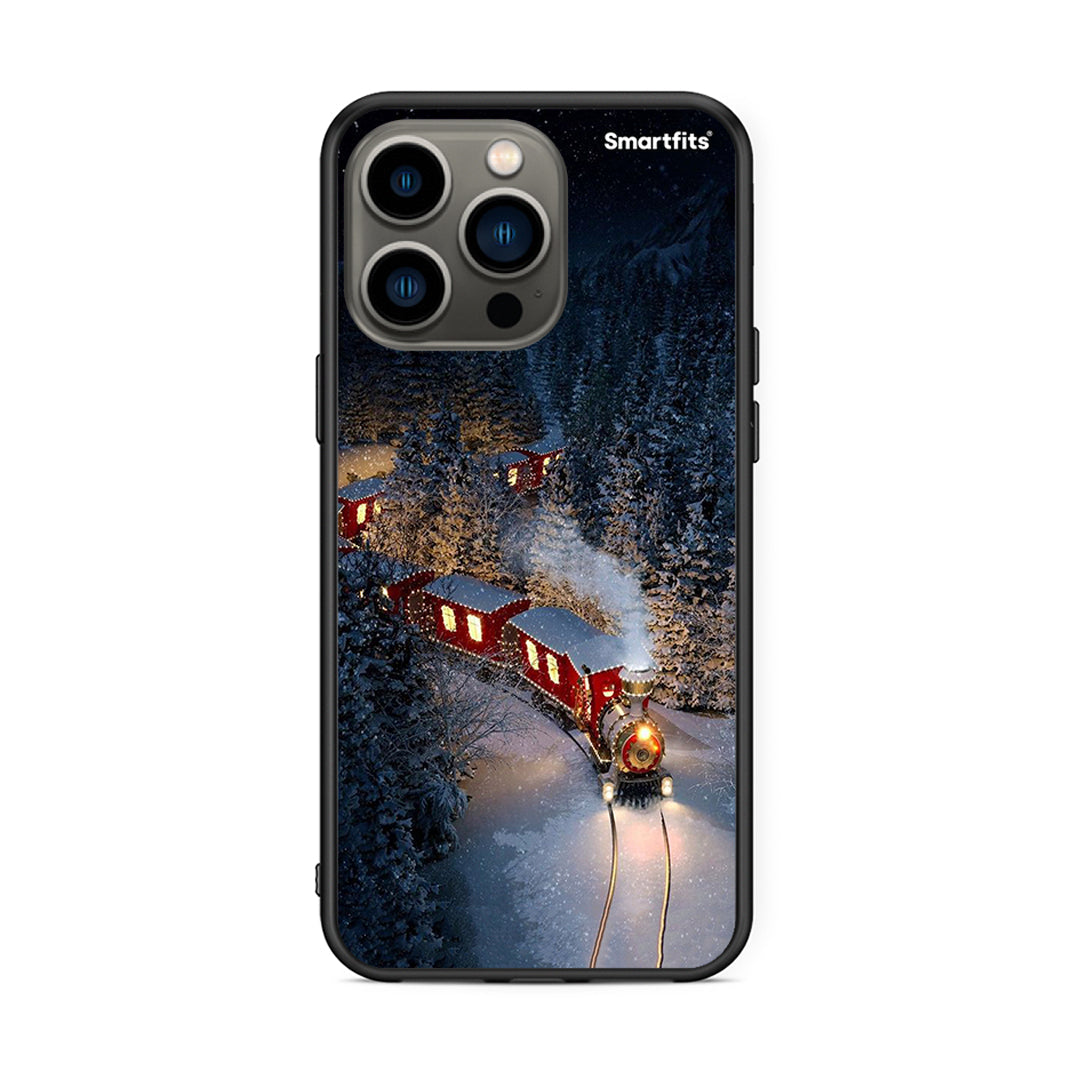iPhone 13 Pro Xmas Train θήκη από τη Smartfits με σχέδιο στο πίσω μέρος και μαύρο περίβλημα | Smartphone case with colorful back and black bezels by Smartfits