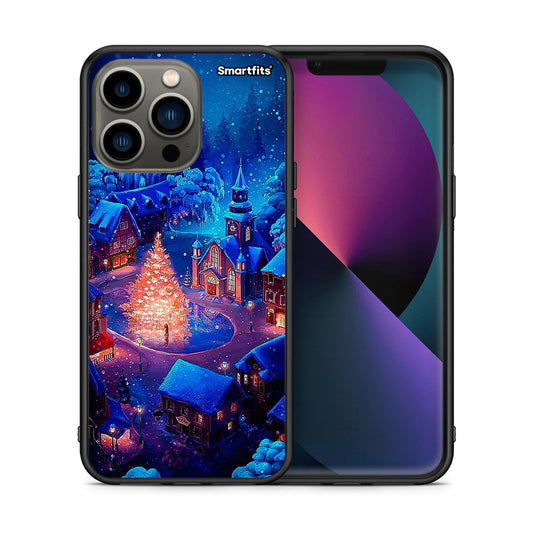 Θήκη iPhone 13 Pro Xmas Village από τη Smartfits με σχέδιο στο πίσω μέρος και μαύρο περίβλημα | iPhone 13 Pro Xmas Village case with colorful back and black bezels