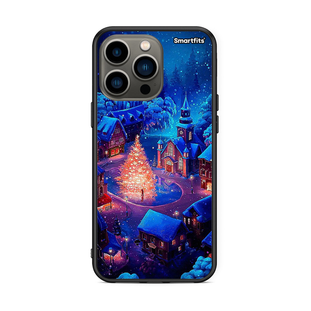 iPhone 13 Pro Xmas Village θήκη από τη Smartfits με σχέδιο στο πίσω μέρος και μαύρο περίβλημα | Smartphone case with colorful back and black bezels by Smartfits