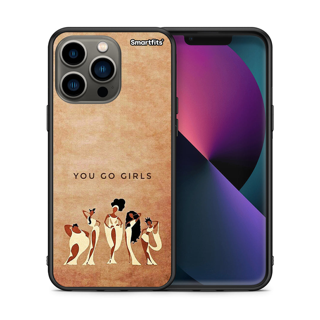 Θήκη iPhone 13 Pro You Go Girl από τη Smartfits με σχέδιο στο πίσω μέρος και μαύρο περίβλημα | iPhone 13 Pro You Go Girl case with colorful back and black bezels