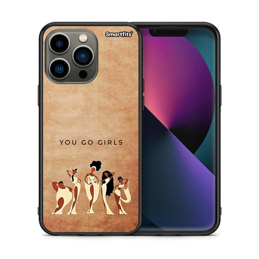 Θήκη iPhone 13 Pro You Go Girl από τη Smartfits με σχέδιο στο πίσω μέρος και μαύρο περίβλημα | iPhone 13 Pro You Go Girl case with colorful back and black bezels