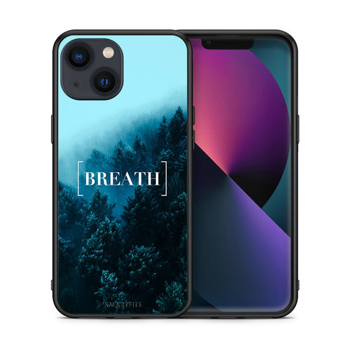 Θήκη iPhone 13 Breath Quote από τη Smartfits με σχέδιο στο πίσω μέρος και μαύρο περίβλημα | iPhone 13 Breath Quote case with colorful back and black bezels