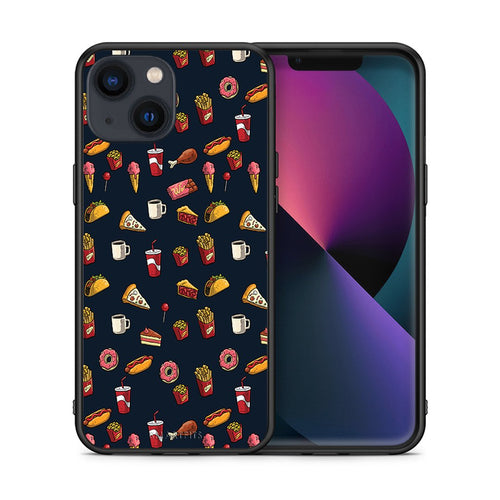 Θήκη iPhone 13 Mini Hungry Random από τη Smartfits με σχέδιο στο πίσω μέρος και μαύρο περίβλημα | iPhone 13 Mini Hungry Random case with colorful back and black bezels