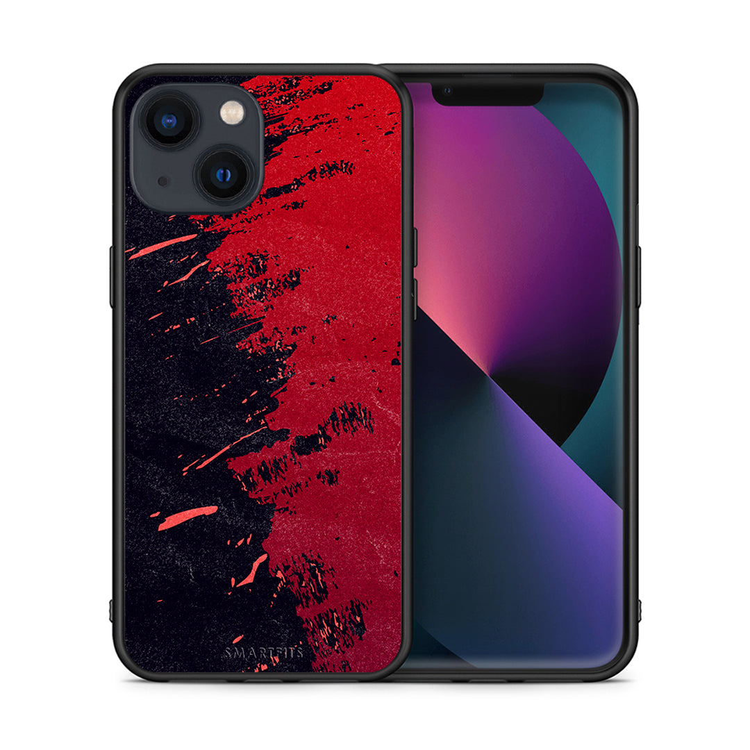 Θήκη Αγίου Βαλεντίνου iPhone 13 Red Paint από τη Smartfits με σχέδιο στο πίσω μέρος και μαύρο περίβλημα | iPhone 13 Red Paint case with colorful back and black bezels