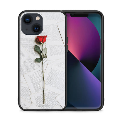Θήκη iPhone 13 Red Rose από τη Smartfits με σχέδιο στο πίσω μέρος και μαύρο περίβλημα | iPhone 13 Red Rose case with colorful back and black bezels
