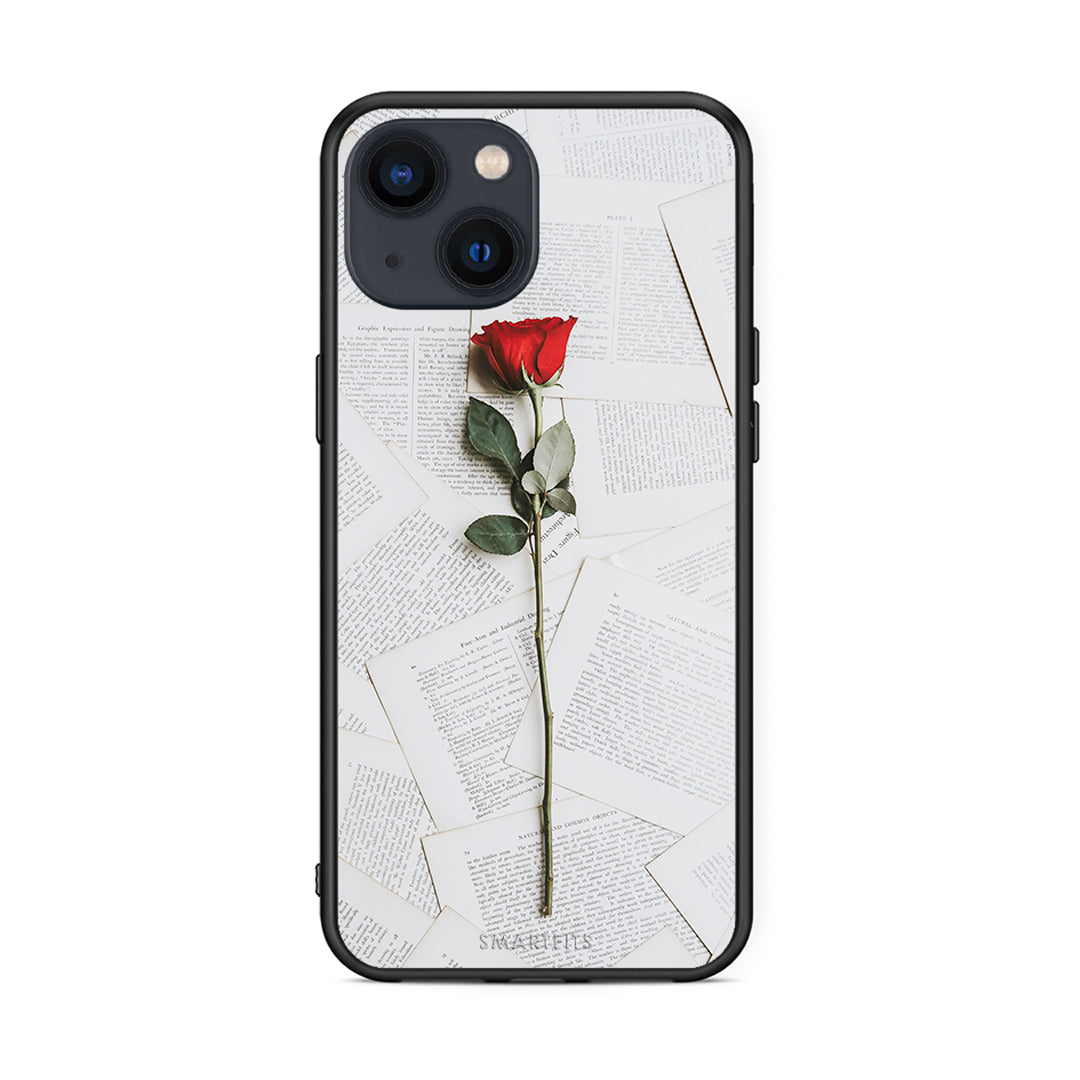iPhone 13 Mini Red Rose θήκη από τη Smartfits με σχέδιο στο πίσω μέρος και μαύρο περίβλημα | Smartphone case with colorful back and black bezels by Smartfits
