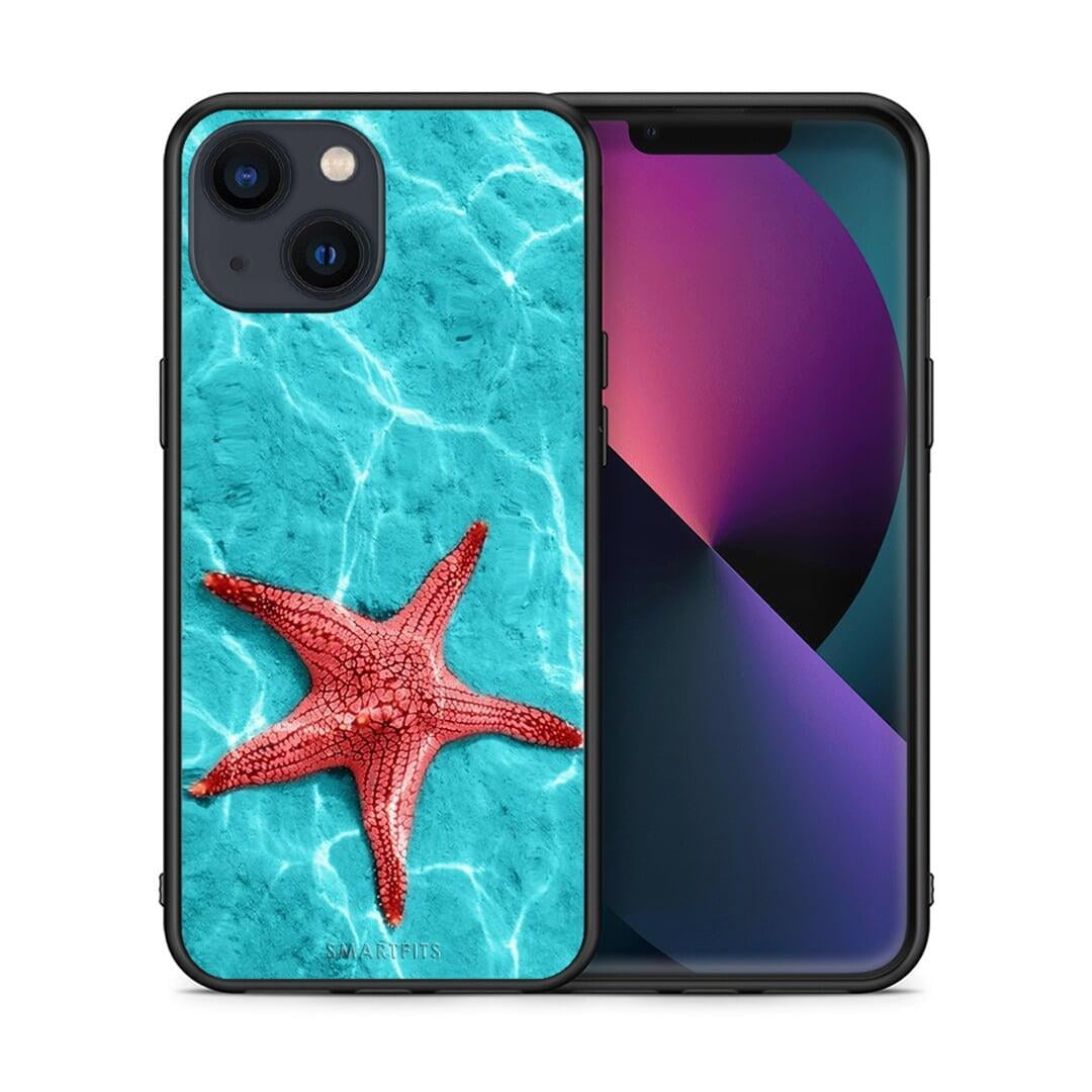 Θήκη iPhone 13 Red Starfish από τη Smartfits με σχέδιο στο πίσω μέρος και μαύρο περίβλημα | iPhone 13 Red Starfish case with colorful back and black bezels