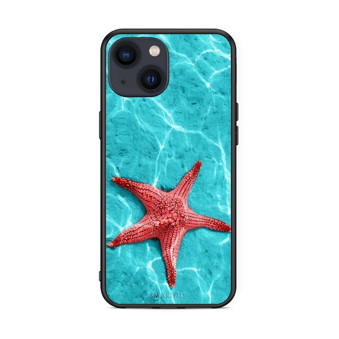 iPhone 13 Red Starfish Θήκη από τη Smartfits με σχέδιο στο πίσω μέρος και μαύρο περίβλημα | Smartphone case with colorful back and black bezels by Smartfits
