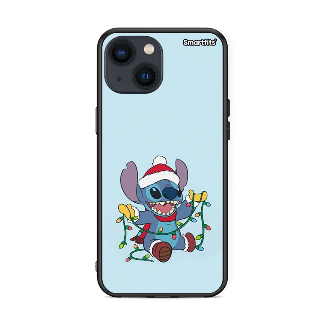 iPhone 13 Santa Stich θήκη από τη Smartfits με σχέδιο στο πίσω μέρος και μαύρο περίβλημα | Smartphone case with colorful back and black bezels by Smartfits