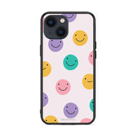 Thumbnail for iPhone 13 Mini Smiley Faces θήκη από τη Smartfits με σχέδιο στο πίσω μέρος και μαύρο περίβλημα | Smartphone case with colorful back and black bezels by Smartfits