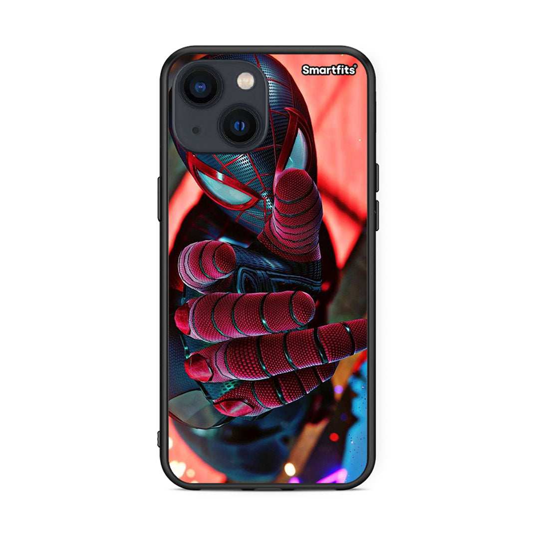 iPhone 13 Spider Hand Θήκη από τη Smartfits με σχέδιο στο πίσω μέρος και μαύρο περίβλημα | Smartphone case with colorful back and black bezels by Smartfits